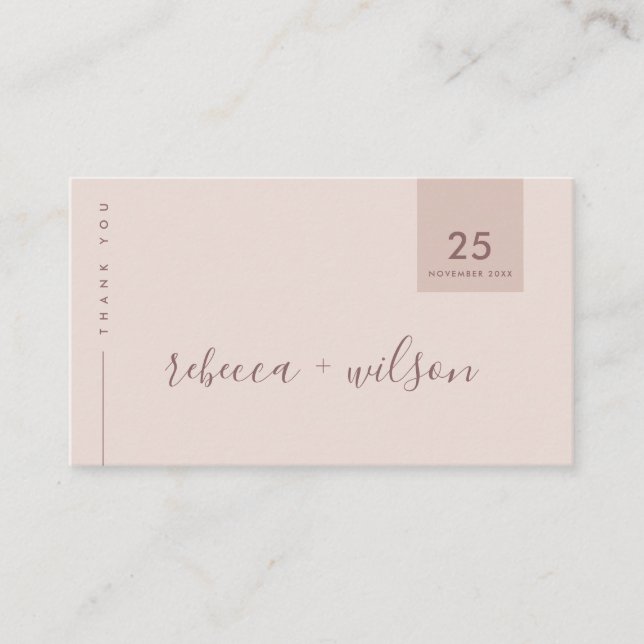 MINIMAL BLUSH PINK TYPOGRAPHY WEDY DANKE VISITENKARTE (Vorderseite)