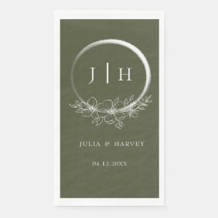 Minimal Bohemische Olive Green Wedding Paper Napki Serviette