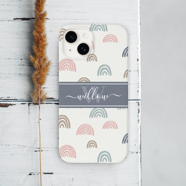 Minimal Boho ästhetische Rainbow Monogram Case-Mate iPhone 14 Hülle (Von Creator hochgeladen)