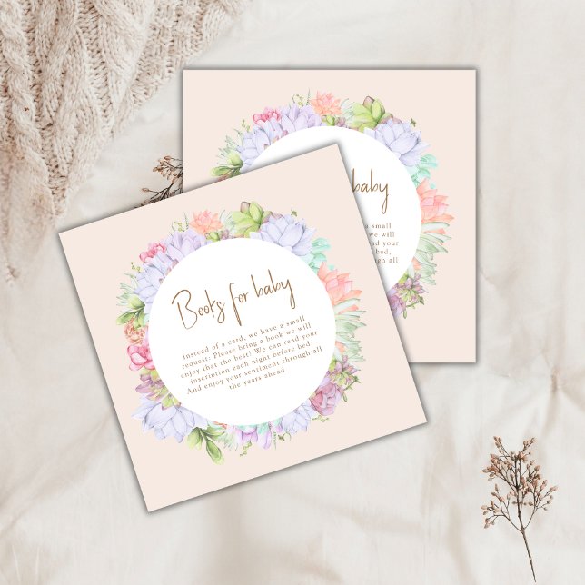 Minimal Boho Cactus Desert Books für Babydusche Begleitkarte (Minimal Boho Cactus Desert Books For Baby Shower Enclosure Card)