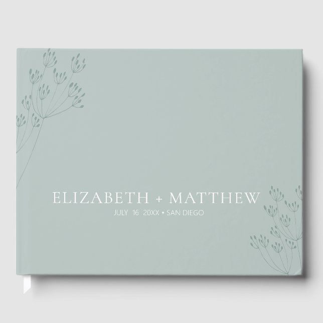 Minimal Boho Chic Green Wedding Gästebuch (Vorderseite)
