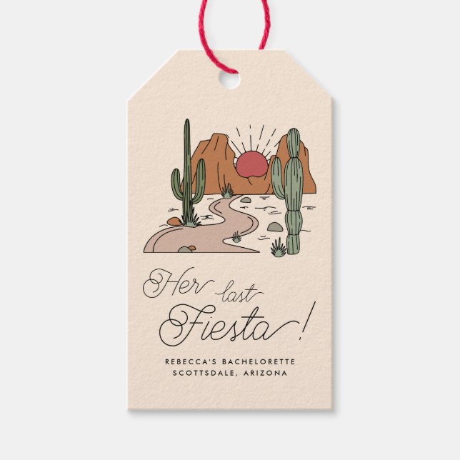 Minimal Boho Desert Fiesta Junggeselinnen-Abschied Geschenkanhänger (Vorderseite)