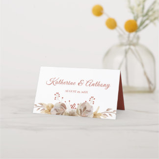 Minimal Boho Floral Wedding Folded Platzkarte