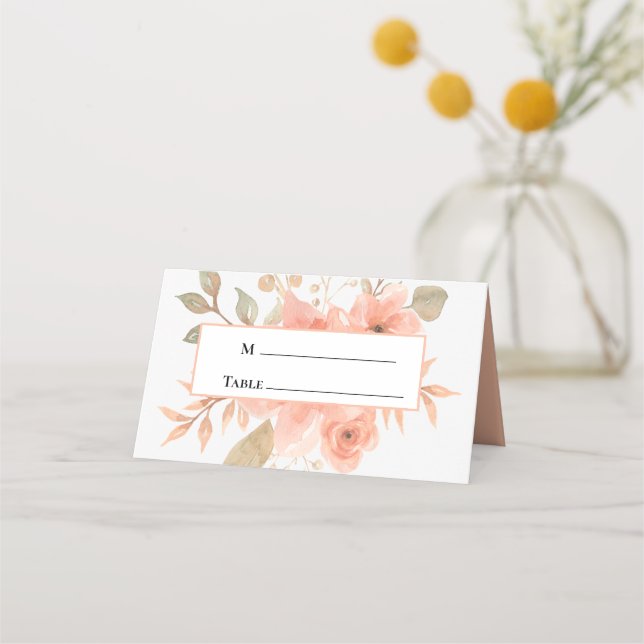 Minimal Boho Floral Wedding Folded Platzkarte (Vorderseite)