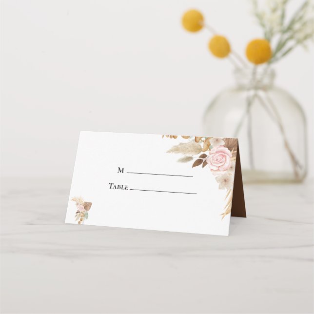 Minimal Boho Floral Wedding Platzkarte (Vorderseite)