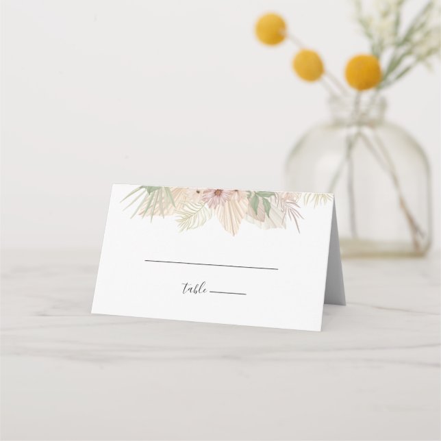 Minimal Boho Floral Wedding Platzkarte (Vorderseite)