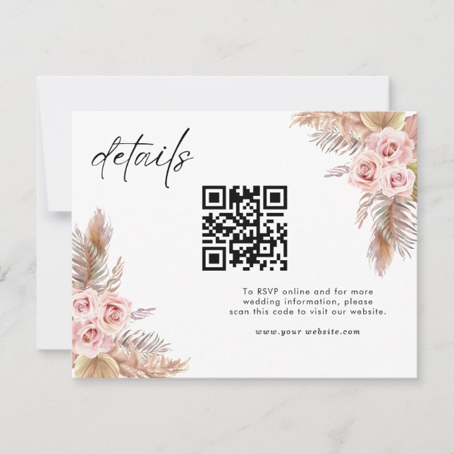 Minimal Boho Floral Wedding RSVP Dankeskarte (Vorderseite)