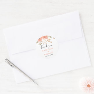 Minimal Boho Floral Wedding Runder Aufkleber