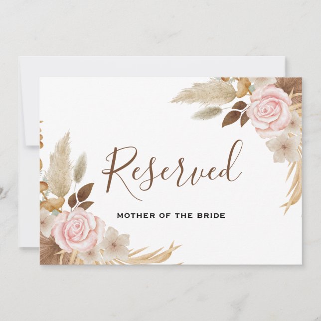 Minimal Boho Floral Wedding vorbehaltenes Zeichen Einladung (Vorderseite)