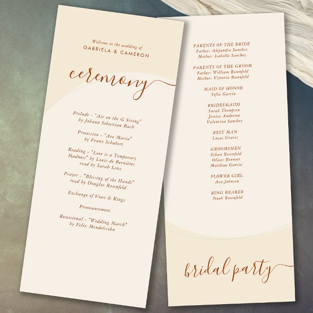 Minimal Boho Herbsttone Hochzeit Programm (Von Creator hochgeladen)