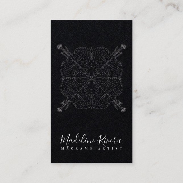 Minimal Boho Mandala Yoga Macrame Business Card Visitenkarte (Vorderseite)
