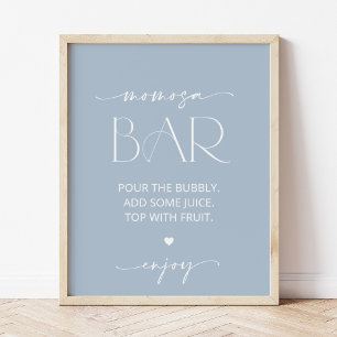 Minimal Boho, modern, Dusty Blue, Momosa Bar Poster