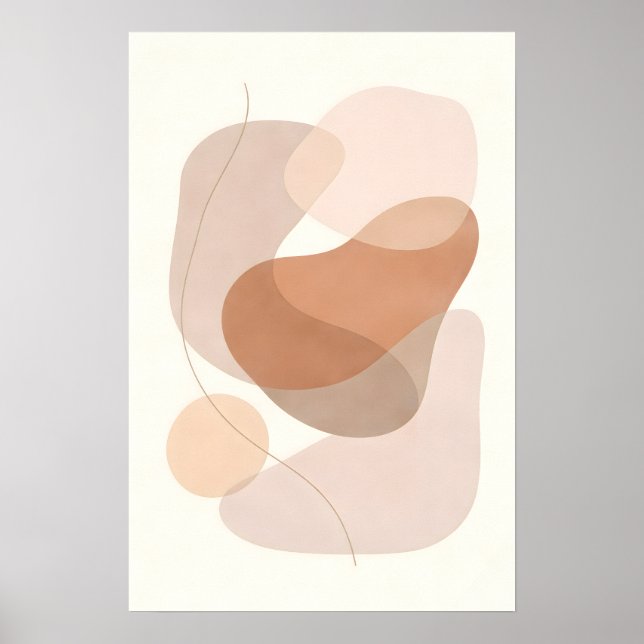 Minimal Boho Modern Neutral Abstract Shapes Poster (Vorne)