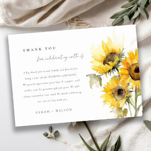 Minimal Boho Rustic Sonnenblume Wasserfarbenprägun Dankeskarte