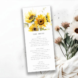 Minimal Boho Sunflower Rustic Wedding Menu Card Einladung