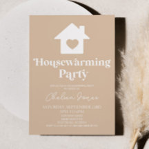 Minimal Boho Tan Beige Einfaches Housewarming Part