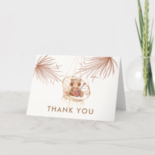 Minimal Boho Teddy Bear Beach Baby Dusche Dankeskarte