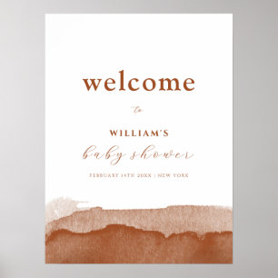 Minimal Boho Terracotta Ombre Babydusche Willkomme Poster