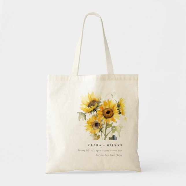 Minimal Boho Wasserfarbe Sonnenblume Rustikale Hoc Tragetasche (Vorne)