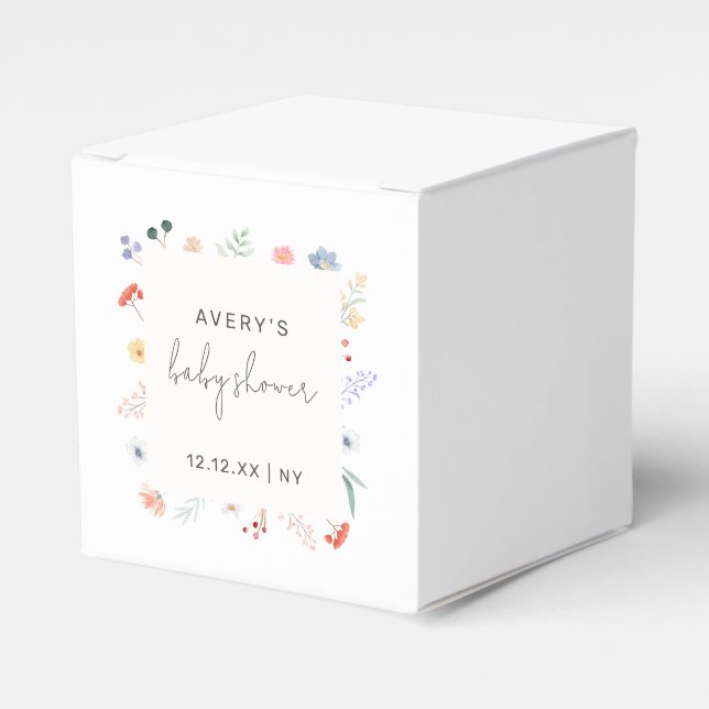 Minimal Boho Wildblume Frame Baby Dusche Geschenkschachtel (Vorderseite)