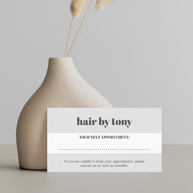 Minimal Bold Light Gray White Salon Terminkarte (Von Creator hochgeladen)