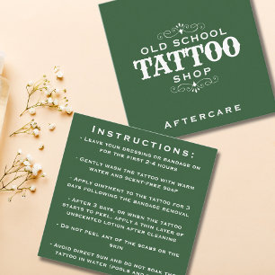 Minimal Bold Tattoo Artist Aftercare Instructions Quadratische Visitenkarte