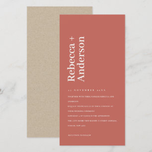 MINIMAL BOLD TOMATO RED TYPOGRAPHY WEDING EINLADUN DANKESKARTE