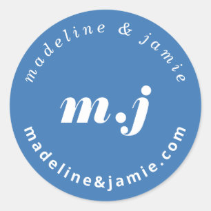 Minimal Bold Wedding Date Save the Date Blue Runder Aufkleber