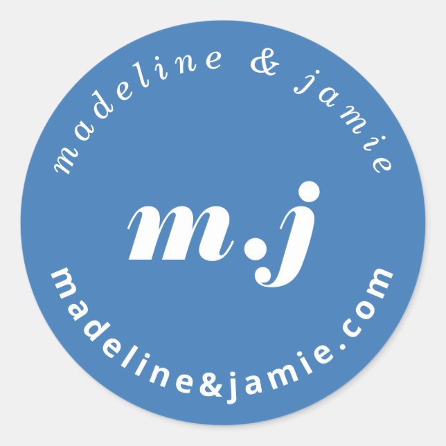 Minimal Bold Wedding Date Save the Date Blue Runder Aufkleber (Vorderseite)