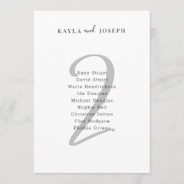 Minimal Bold Wedding Guest List Table Number 2 Einladung