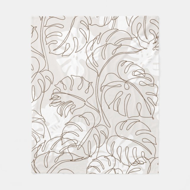 Minimal botanical art seamless pattern. Tropical m Fleecedecke (Vorderseite)