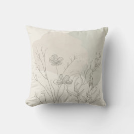 Minimal Botanical Decor – Abstract Wildflower Line Kissen