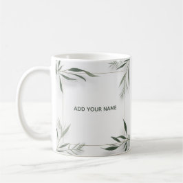 Minimal Botanical Frame Custom Name Mug Kaffeetasse