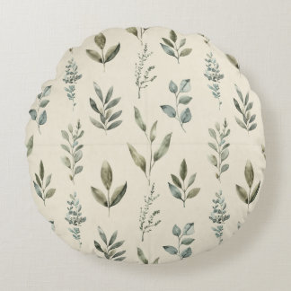 Minimal Botanical Leaf Pattern Rundes Kissen