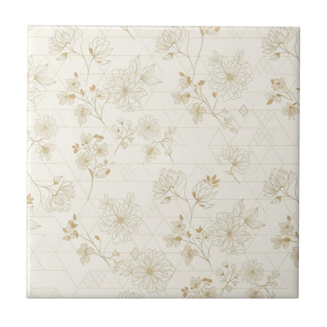 Minimal Botanical Line Art Pattern (1) Fliese (Vorderseite)