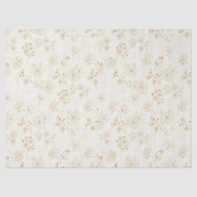 Minimal Botanical Line Art Pattern (2) Seidenpapier (Vorderseite)