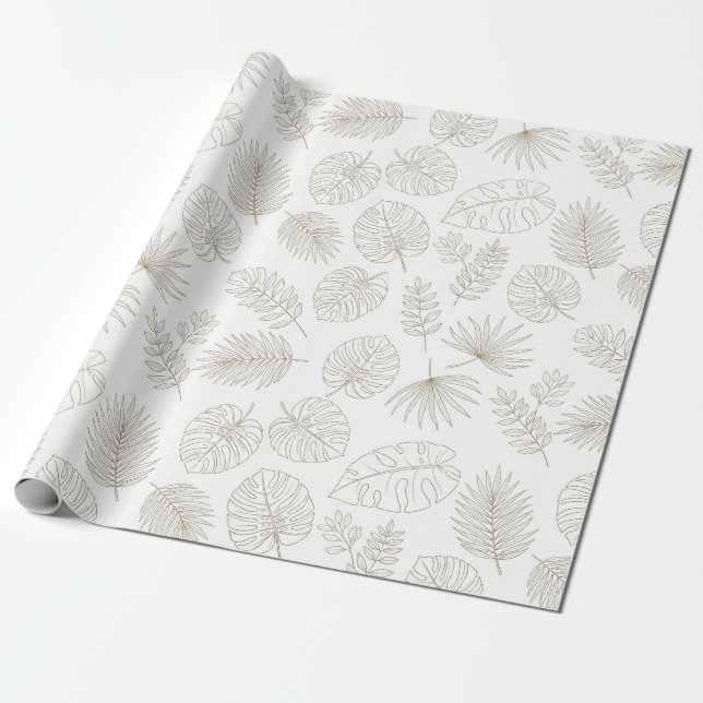 Minimal Botanical Line Art Pattern (5) Geschenkpapier (Ungerollt)