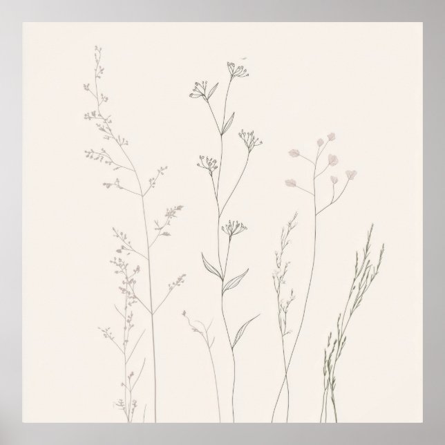 Minimal Botanical Wall Art – Soft Spring  Poster (Vorne)