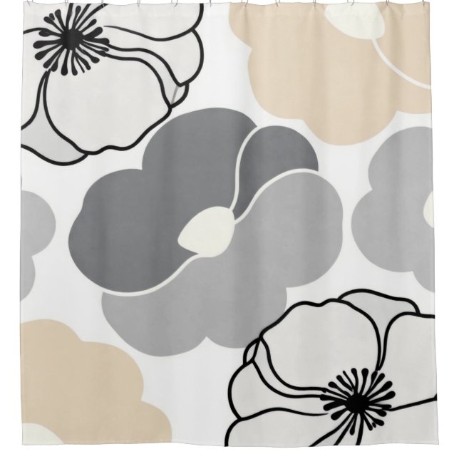Minimal Botanicals, Neutral Beige & Ivory Pattern Duschvorhang (Vorderseite)