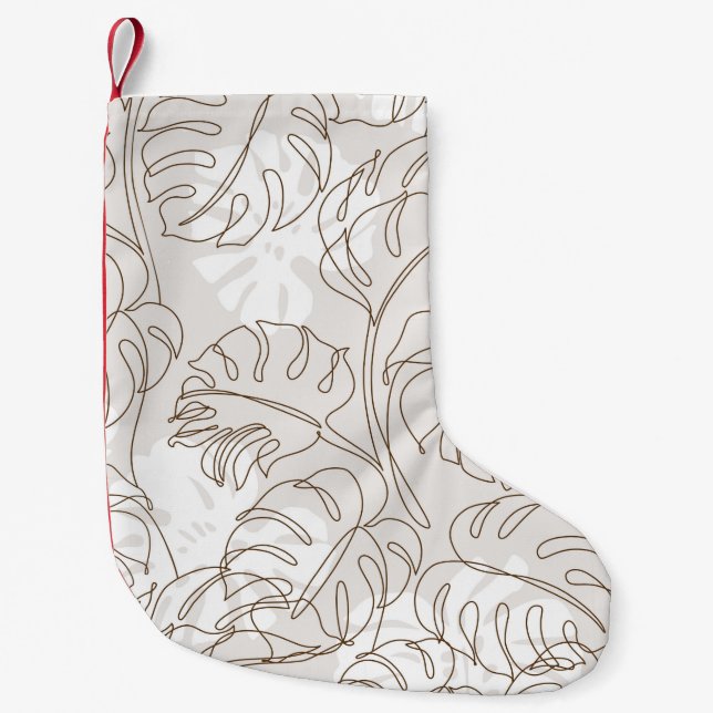 Minimal botanische Kunst nahtloses Muster. Tropisc Kleiner Weihnachtsstrumpf (Vorderseite)