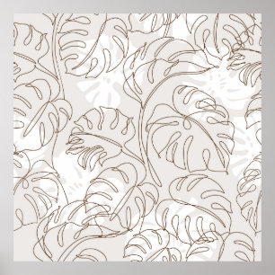 Minimal botanische Kunst nahtloses Muster. Tropisc Poster