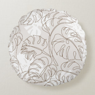 Minimal botanische Kunst nahtloses Muster. Tropisc Rundes Kissen