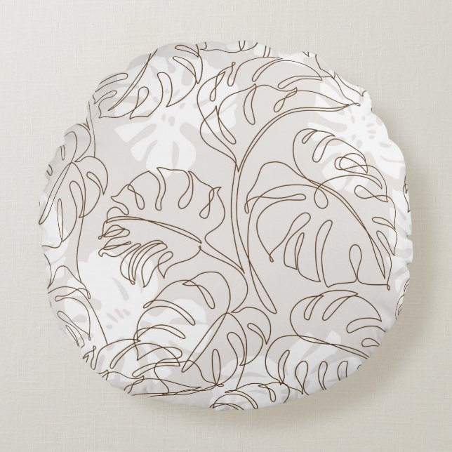 Minimal botanische Kunst nahtloses Muster. Tropisc Rundes Kissen (Vorderseite)
