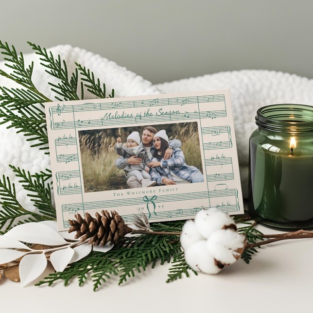 Minimal Bow Fa La Sheet Music Foto Weihnachten (Minimal Bow Fa La La Sheet Music Photo Christmas Holiday Card)