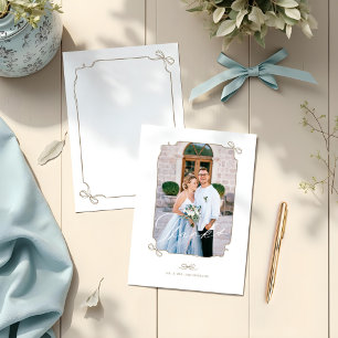 Minimal Bow & Ribbon Foto Frame Script Hochzeit Dankeskarte