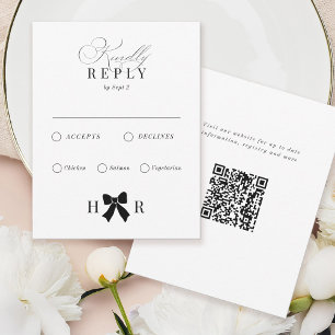 Minimal Bow Wedding RSVP Card Karte
