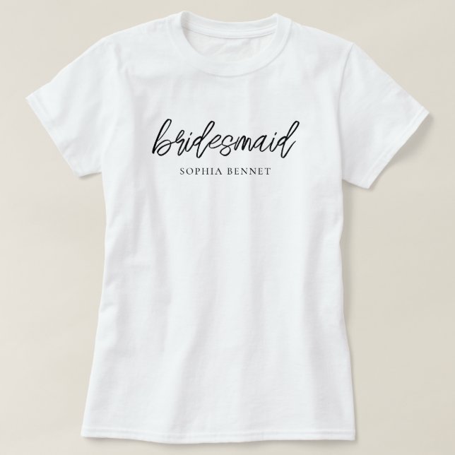 Minimal Brautjungfer personalisiert Schrift T-Shirt (Design vorne)