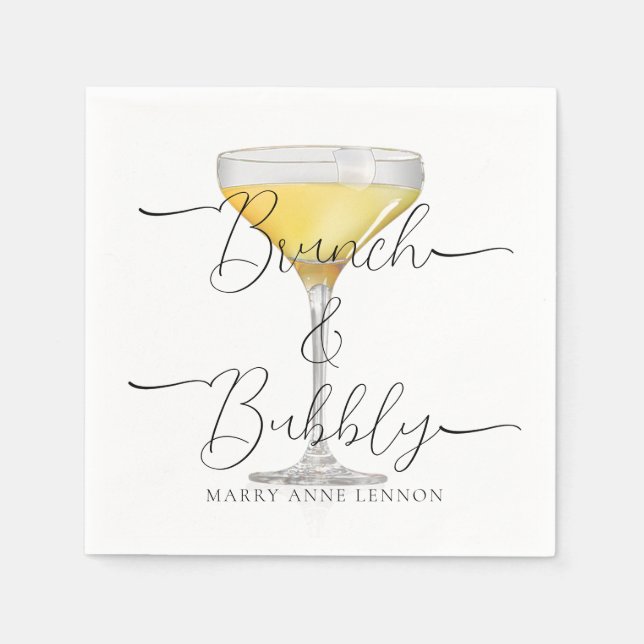 Minimal Bridal Brunch Champagner Cocktail Napkins Serviette (Vorderseite)