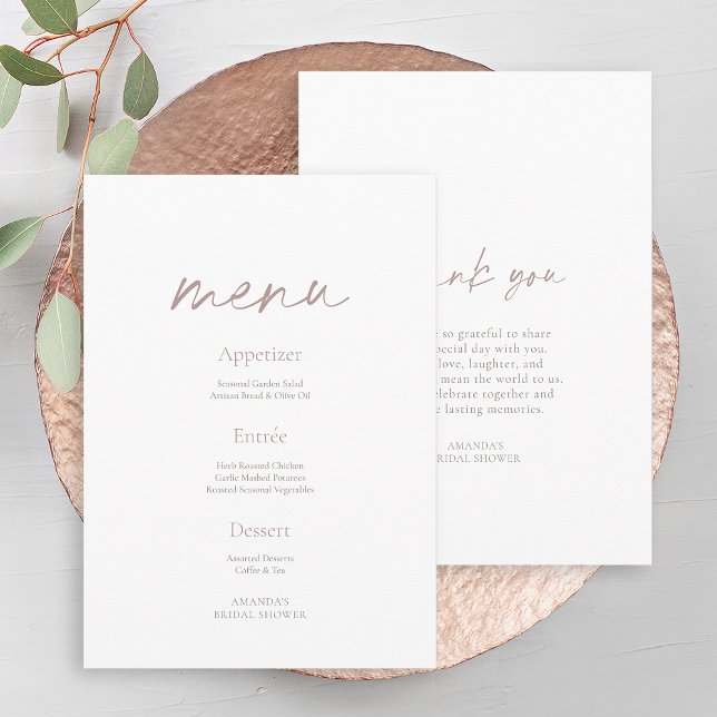Minimal Bridal Shower Menu & Thank You Card Einladung (Von Creator hochgeladen)