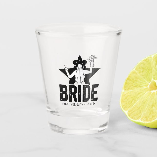 Minimal Bride Floral Schnapsglas (Vorderseite)